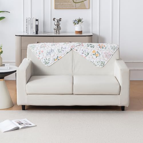 Image of House of Quirk 'Mughal Series' Printed Quilted Sofa Cover for 1 /2 /3 /4 Seater - Anti-Slip, Washable Couch Protector Slipcover (Backrest, Baghe Bahar, 50x70 cm)