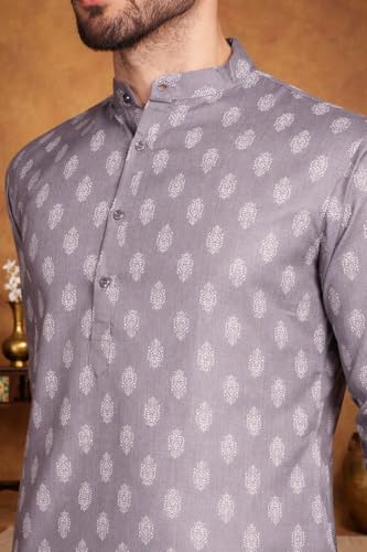Image of Amazon Brand - Tavasya Men Floral Printed for Regular Fit Kurtas | Ethnic Wear | Festive | Cotton Blend | Knee Length