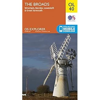 The Broads Map Wroxham Beccles Lowestoft Great Yarmouth Ordnance Survey OS Explorer Map OL40 England Walks Hiking Maps Adventure Map Folded Map 13 Aug