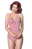 Badeanzug Belsira Sexy Vintage Badeanzug Retro Look Streifen Muster Rot Wei? Rot Rockabilly 50s, Farbe:Rot/Wei?;Gr??e:L