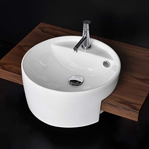 Semi-recessed porcelain lavatory with one faucet hole and overflow, 17"DIAM, 7"H