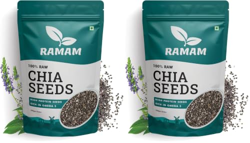 Image of Ramam Chia Seeds for Weight Management -100% Clean Superfood | Rich in Omega-3, Protein, Fiber & Calcium | Gluten-Free | Ideal for Weight Loss, Heart Health & Healthy Snacks | Versatile for Eating & Baking - 250g