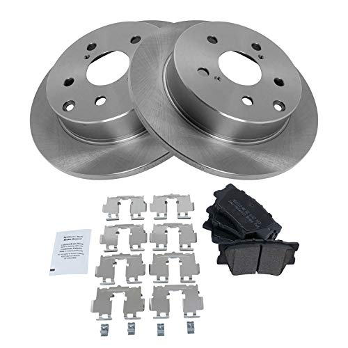 Image of TRQ Rear Brake Pad and Rotor Set Semi Metallic Solid Rotors