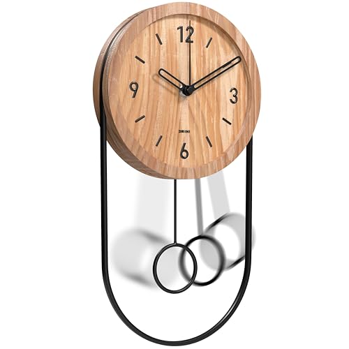 Driini Modern Wooden Pendulum Clock (Black) (Light Wood)