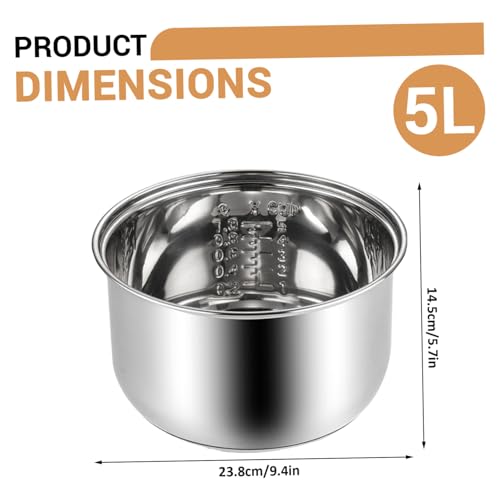 Rice Cooker Stainless Steel Inner Pot 5L Non-stick Rice Cooker Liner Replacement with Scale Perfect for Boiling Steaming and Porridge Cooking - Image 3