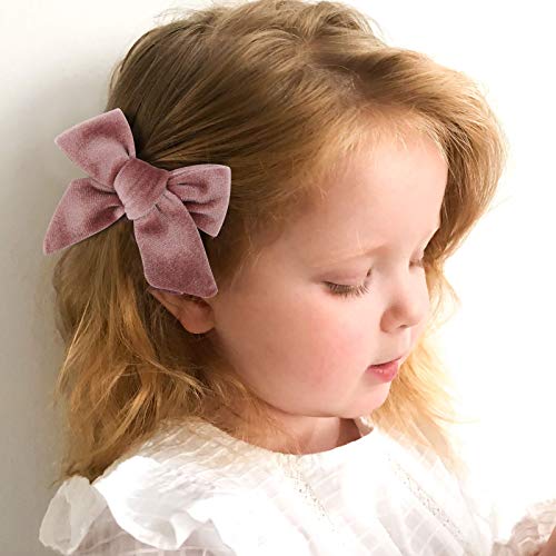 24 Pcs Baby Girls Hair Bows Clips 4.5 Inch Alligator Clips Tiny Barrettes Accessories For Fine Hair Infants Toddler Kids (One Size, Velvet Bows) (One Size, Velvet Bows) #TOP1