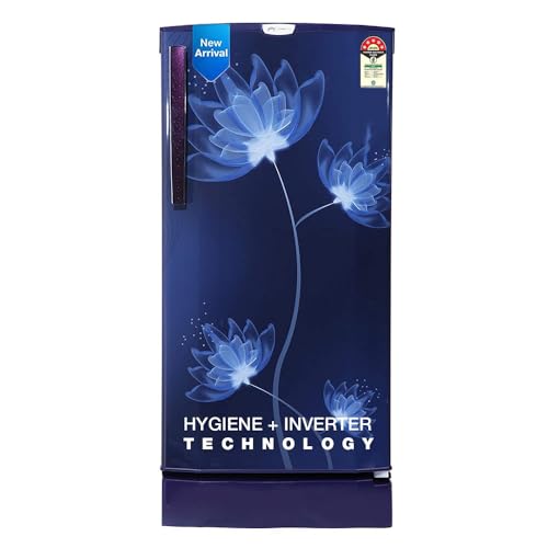 Image of Godrej 180 L 5 Star Inverter, Jumbo Vegetable Tray Direct Cool Single Door Refrigerator With Base Drawer(RD 190E PTDI GL BL, Glass Blue)