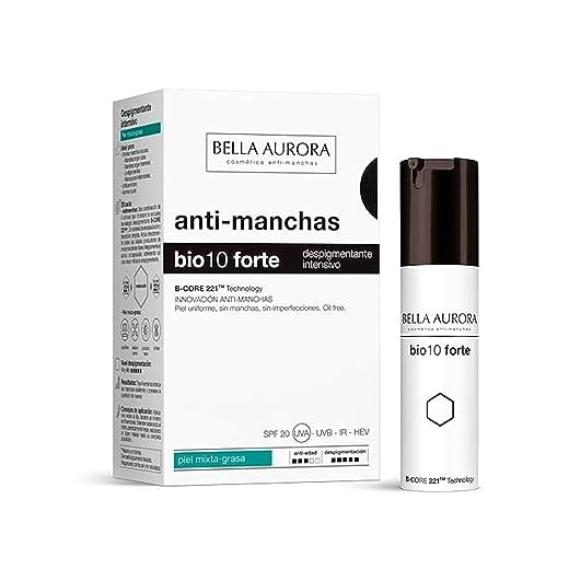 Bella Aurora Anti-Manchas Intensivo Piel Mixta-Grasa SPF 20, 30 ml | Crema Anti-edad para Manchas en la Cara | Tratamiento Despigmentante Facial | Bio10 Forte