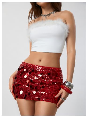 Image of Floerns Women's Sequin Low Waist Mini Skorts Night Out Skirt Shorts