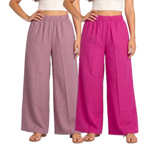 Image of Plaazo Women's Cotton Palazzo | Wide Leg Palazzo for Women | Soft Breathable High Waist Bottom Wear | Comfortable Casual, Office, Travel for Women