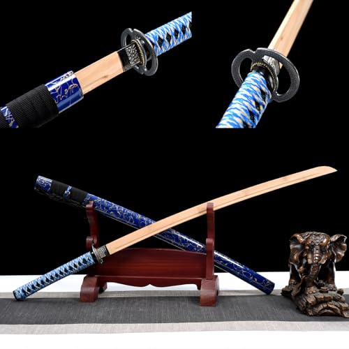 HJHUUA Katana de Madera con Vaina,Hoja de bambú Natural,Espada Samurai Hecha a Mano para Cosplay,Kendo,Artes Marciales,Entrenamiento,Regalos,decoración