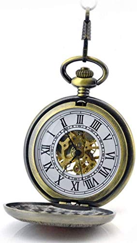 LXLH Pocket Watch and Chain,Men Fob Watch Vintage Pocket Watch Analog Display Fashion Mechanical Hand Wind Watch for Gift,Bronze