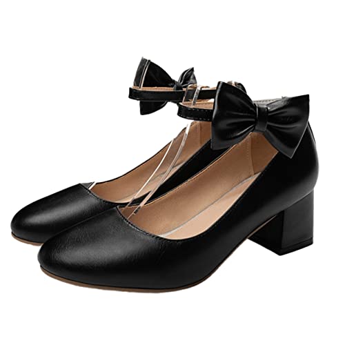 Chaussures à Boucle Simple et Talons mi-Hauts Healeved Noir pour Dame