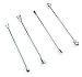 Mens 4 Piece Collar Bar Pin Set - Silver Tone Brass Barbell Screw On End