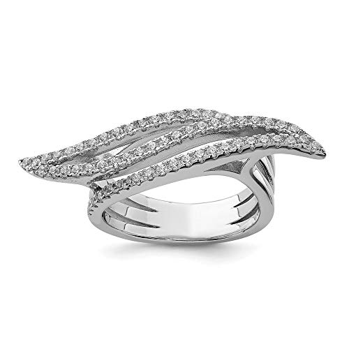 Fashion Ring Band 925 White Sterling Silver Flat Cubic Zirconia (CZ)