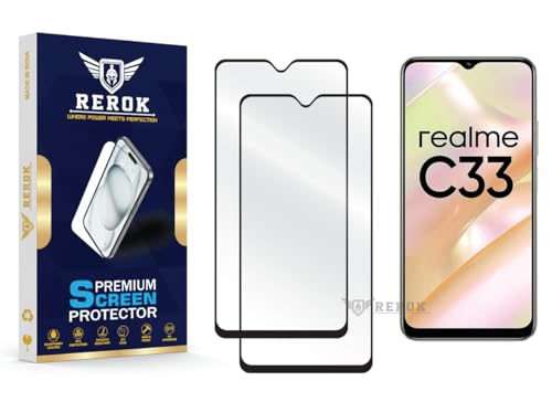 Image of Gorilla Tempered Glass Screen Protector Compatible with Realme C33(2023) [Pack of 2] | Edge-to-Edge, Bubble-Free, Case Friendly, Easy Installation Kit
