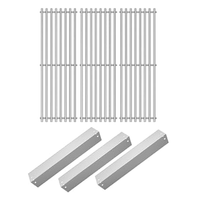 Votenli 95051 Stainless Steel Heat Plate and 19.75" Cooking Grill Grate Replacement Parts for Chargriller Charcoal 3001, 3008, 3030, 4000, 5050, 5252, 5650,9020 Gas Grill