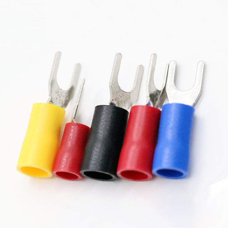 SV1.25 - SV5.5 Copper Insulated Crimp Spring Electrical Wire Terminal Spade Fork
