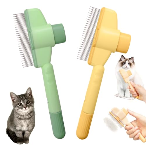 2 Piezas Peine Antipulgas Autolimpiante Para Mascotas, Cepillo Autolimpiante Para Mascotas Para El Cuidado Del Pelo Largo Y Corto