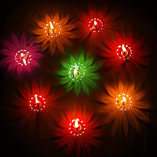 Image of CraftVatika 3D Reflection Diya, Diwali Decoration Items for Home Decor Transparent Multicolor Water Floating Reflections Plastic Oil Diya for Home Diwali Festival Decoration, (12 Diya) (Pack of 36)