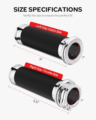 Image of Benlari 1inch Handlebar Grips, Cable Throttle Hand Grips, Non-Slip Rubber Motorcycle Handgrips Fit for Harley Davidson Touring Dyna Softail Sportster 883 1200