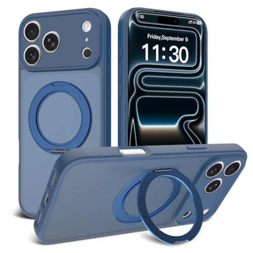 Image of Magnetic Case for iPhone 17 Pro Max With Magnetic Ring Stand, [Compatible with Magsafe] [Military Grade Drop Protection] Shockproof Phone Cover for iPhone 17 Pro Max Full Camera Protection 6.9 inch Blue
