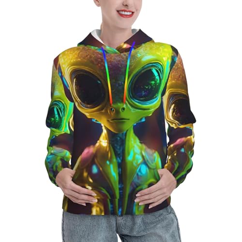Sweat à capuche imprimé Alien Planet EdWal avec poche kangourou et coupe ajustée