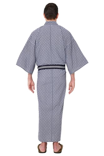 Mens Asanoha Yukata, Lightweight Summer Robe, 100% Cotton, Made in Japan3