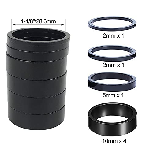 PLATT Fahrrad Ahead Vorbau Spacer 1/8' Aluminium MTB Rennrad Distanzscheiben Headset Spacer 2mm/3mm/5mm/4x10mm(7PCS)