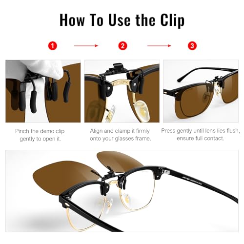 Image of MERRY'S Polarized Clip on Sunglasses Flip Up Metal Clip Attachments for Prescription Glasses