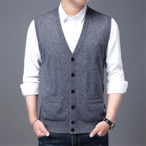 Men’S Preppy Plaid Knit Sweater Vest Anti-Pilling V-Neck Sleeveless Slim Fit Button Down Cardigan2