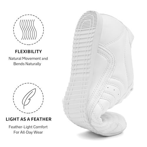 Women's Athletic Sneakers - White Leather Tennis Walking Shoes for Gym Casual Wear | Lightweight Comfortable - Image 4