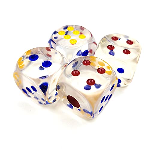 Gfday 24Mm Jumbo Dice With Colored Dots, 6-Sided Transparent Dice, Fun Six-Sided Gaming Dice For Farkle, Ten Thousand, Cho-Han And Other Dice Games (Set Of 4) #TOP2