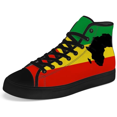 Rasta High Top Canvas Shoes for Men Women Reggae High Top Sneakers Lace Up Casual Shoes Gifts for Dad Mom