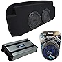 Compatible with 2002-2013 Chevy Avalanche Behind Seat Kicker Bundle CompVT CVT12 Dual 12' Sub Box Enclosure & Harmony HA-A800.1 Amp