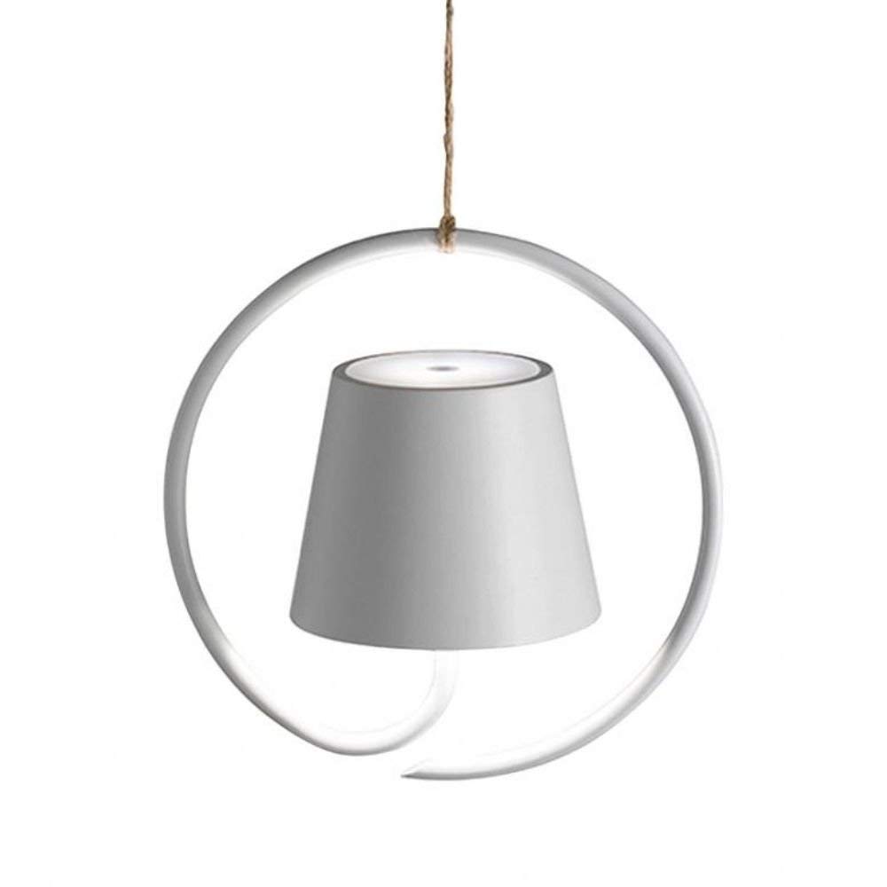 Zafferano Poldina Lampada Ricaricabile LED a Sospensione, Corpo in Alluminio, Protezione IP54, Adatta per Uso Esterno/Interno, Regolabile, Presa EU 2.2 W, Bianco