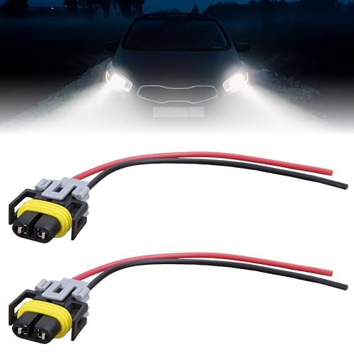 2 PCS H11 H9 H8 880 881 Female Adapter Wiring Harness Sockets Wire Fog Light Connector Plug with Wire Waterproof Pigtail Adapter Plug Replacement for Headlights Fog Lights High Low Beam Bulb