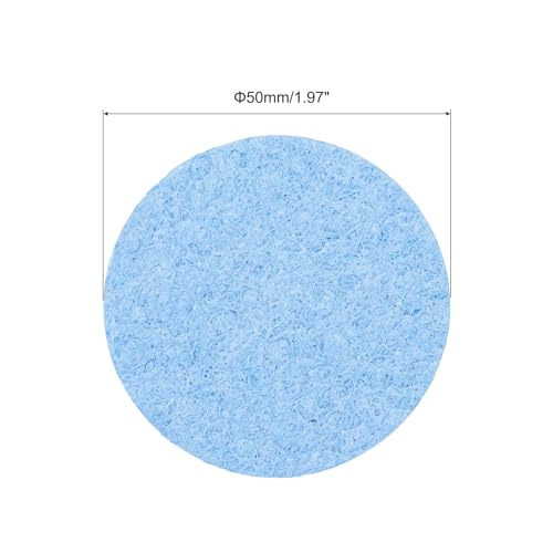 Image of MECCANIXITY 15PCS Soldering Sponge 50mm Round Blue Cleaning Pad Welding Tip Iron Replacement for Cleaning Soldering Iron 1mm Natural Thickness 6mm Water Absorption Thickness