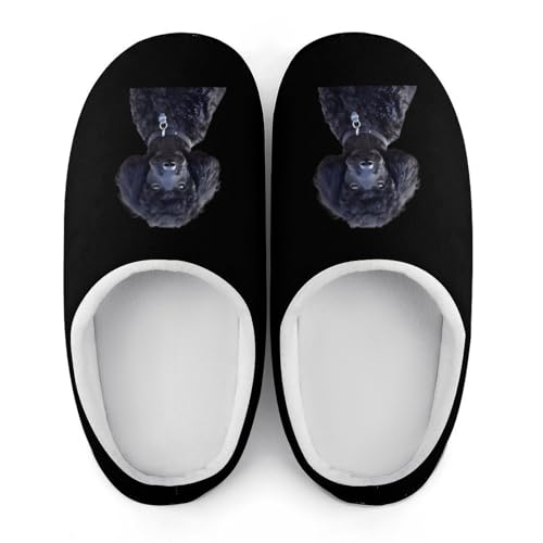 Black Poodle Pet Dog Plush Slippers Anti-slip Footwear Cotton House Shoes for Men Indoor Outdoor4