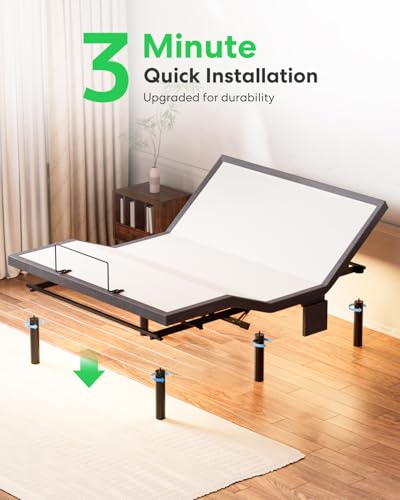 Image of Queen Size Adjustable Bed Frame, Zero Gravity Base, Stress Management with Head & Foot Incline, Wireless Remote Control, Massage, Under-Bed Nightlight, USB Ports, 850 lbs Capacity | ero Gravity, Head and Foot Incline, Heavy-Duty Steel Frame, Quiet Motor, Easy Installation,