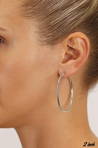 Image of 14k White Gold Classic Round Hoop Earrings