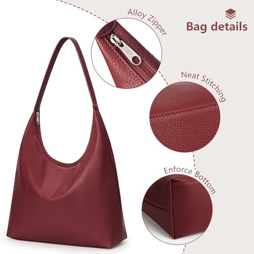 Image of KALIDI Casual Tote Bag Vegan Leather Hobo Zipper Work Bag Weekender Shoulder for Women Shoulder Travel Purse