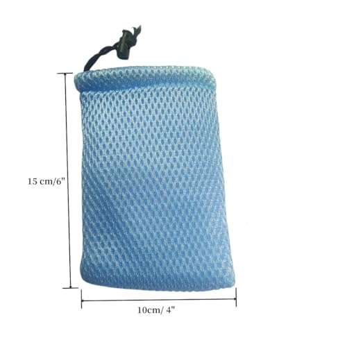 Nylon Mesh Drawstring Bag, Small Storage Pouch String Bags Blue 10 x 15cm/6 x 4Inch 8Pcs4