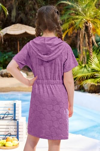 Image of BesserBay Girls Swim Cover Up Beach Bathing Suit Coverups for Swimwear Zip-Up Terry Cloth Robes with Sunglasses 6-14 Years