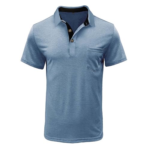Camisetas Polo para Hombre, Manga Corta, Informales, Clásicas, Básicas, con 3 Botones y Bolsillo, Ideales para Golf y Verano miniatura 3