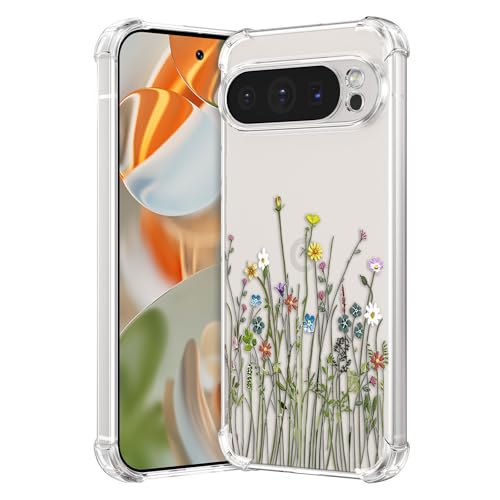 Coque Pixel 9 Pro XL transparente fleurie pour embellir vos sorties