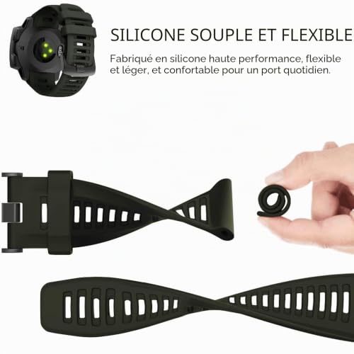 TOPsic Garmin Instinct Bracelet de Montre, Silicone Bande 22mm Remplacement Montre de Easy Fit Bracelet pour Garmin Instinct Sports GPS Montre Intelligente avec Adaptateur – vue 4