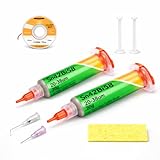 Pasta de Soldadura Sn42Bi58 20g para Electrónica – Flux Profesional No-Clean para Soldar SMD/PCB/Componentes – Incluye Malla Desoldadora 2mmx1,5m y Esponja – PACK 2 UNIDADES