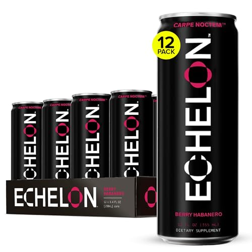 Image of Echelon Pre-Workout Energy Drink | Berry Habanero | 12 Pack | Sustained Energy, Focus and Endurance Dietary Supplement | 300mg of Caffeine | Beta-Alanine, L-Theanine & Fiber | Vegan