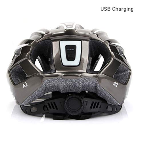 LEIPUPA Capacete de Ciclismo para Adultos Capacete de Segurança Ajustável Anti-impacto com Luz USB C